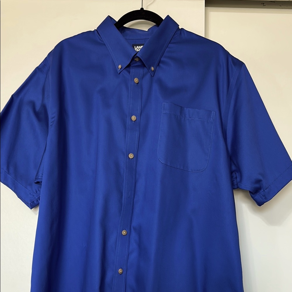 Lands' End Blue Casual Button Down Shirt Short Sleeve